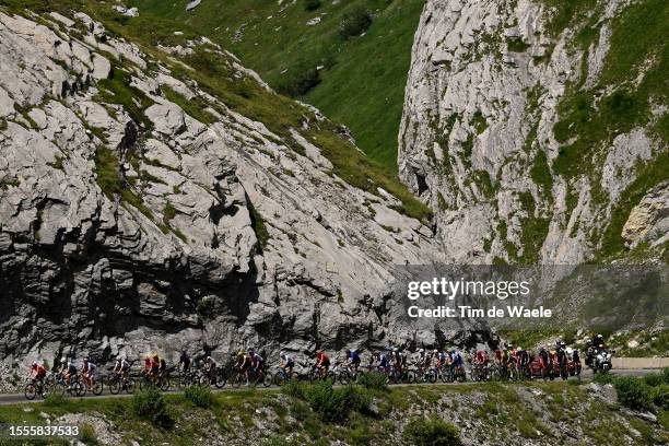 Mattias Skjelmose Jensen of Denmark and Team Lidl-Trek, Jack Haig of Australia and Team Bahrain Victorious, Giulio Ciccone of Italy and Team...