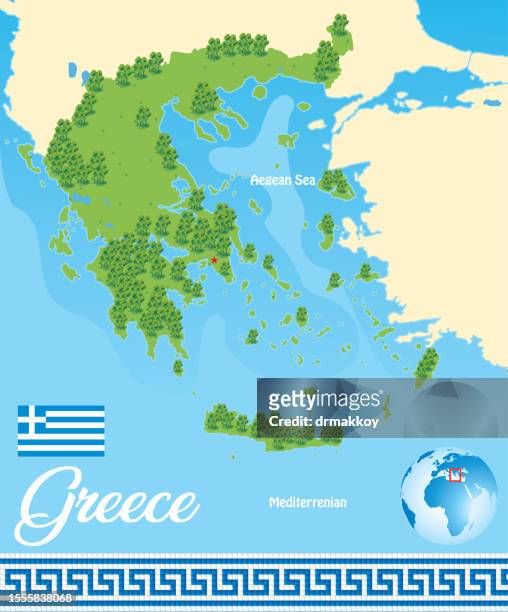 greece forest map - chania crete stock illustrations