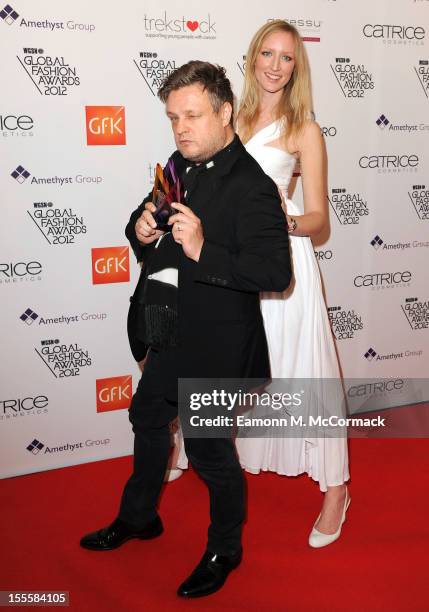 Rankin with his Hall of Fame award and Jade Parfitt during the WGSN Global Fashion Awards at The Savoy Hotel on November 5, 2012 in London, England.