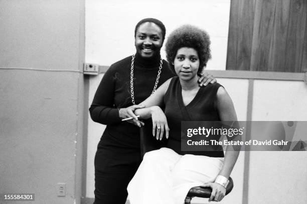 Soul singers Donny Hathaway and Aretha Franklin pose for a portrrait at a recording session for Ms. Franklin on April 24, 1973 at the Atlantic...