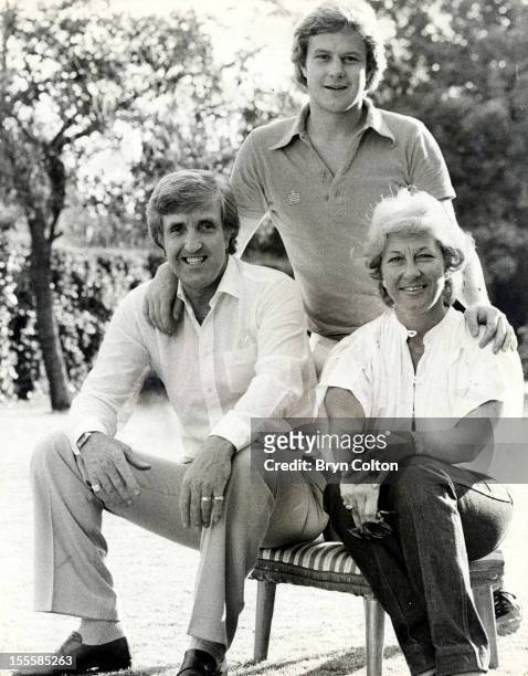 Norwich City Football Club manager John Bond with his wife Janet and son Kevin in the garden at their family home in Cringleford, Norfolk, 29th...