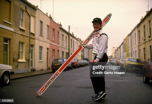 Ski Jumper Eddie Edwards of Great Britain poses for the camera during a feature in his home town of Cheltenham, England. \ Mandatory Credit: Allsport...