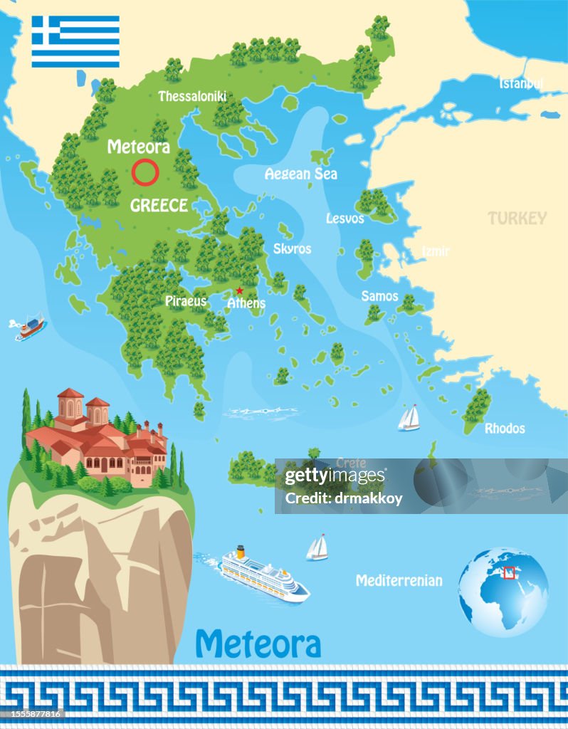 Greece Map and Meteora