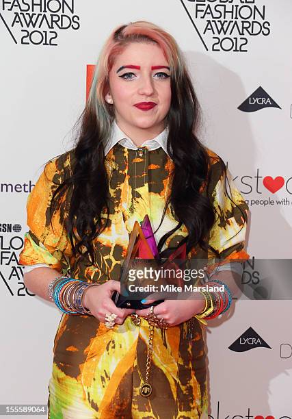 Shireeka Devlin poses in the awards room at the WGSN Global Fashion Awards at The Savoy Hotel on November 5, 2012 in London, England.