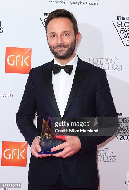 Jeremy Langmead poses in the awards room at the WGSN Global Fashion Awards at The Savoy Hotel on November 5, 2012 in London, England.