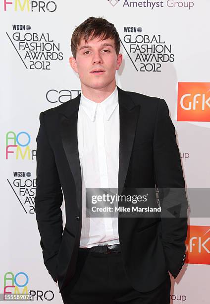 Will Best poses in the awards room at the WGSN Global Fashion Awards at The Savoy Hotel on November 5, 2012 in London, England.