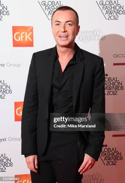 Julien McDonald poses in the awards room at the WGSN Global Fashion Awards at The Savoy Hotel on November 5, 2012 in London, England.