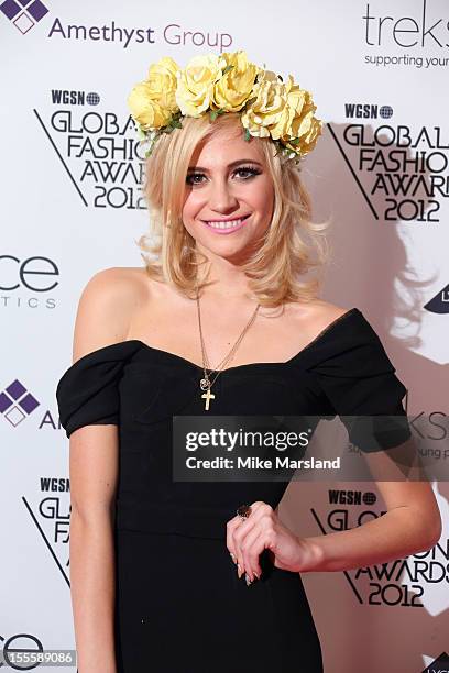 Pixie Lott poses in the awards room at the WGSN Global Fashion Awards at The Savoy Hotel on November 5, 2012 in London, England.