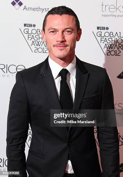Luke Evens poses in the awards room at the WGSN Global Fashion Awards at The Savoy Hotel on November 5, 2012 in London, England.