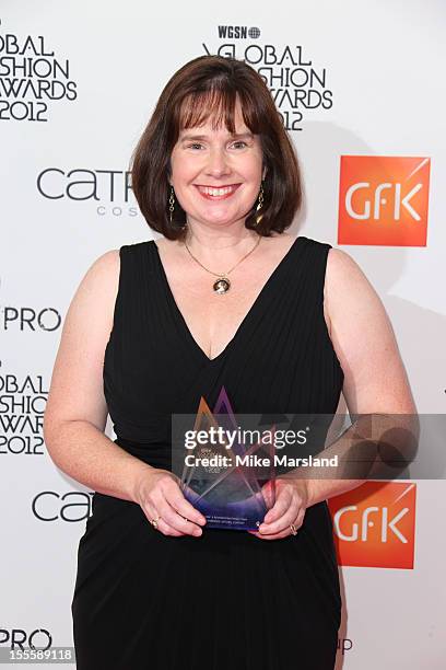 Julie Deane poses in the awards room at the WGSN Global Fashion Awards at The Savoy Hotel on November 5, 2012 in London, England.