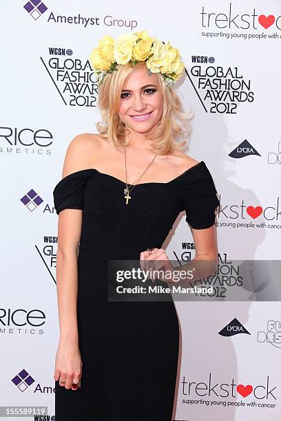 Pixie Lott poses in the awards room at the WGSN Global Fashion Awards at The Savoy Hotel on November 5, 2012 in London, England.