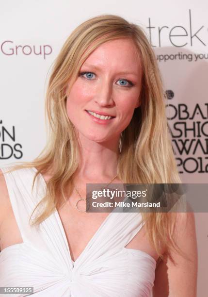 Jade Parfitt poses in the awards room at the WGSN Global Fashion Awards at The Savoy Hotel on November 5, 2012 in London, England.