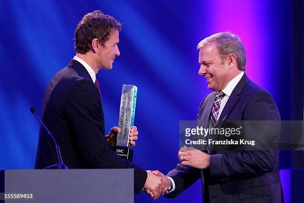 Jens Lehmann and Juergen Brinkmann attend the Laureus Media Award 2012 on November 05, 2012 in Kitzbuehel, Austria.
