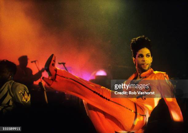 Prince performs on stage at Ahoy, Rotterdam, Netherlands, 6th July 1992.
