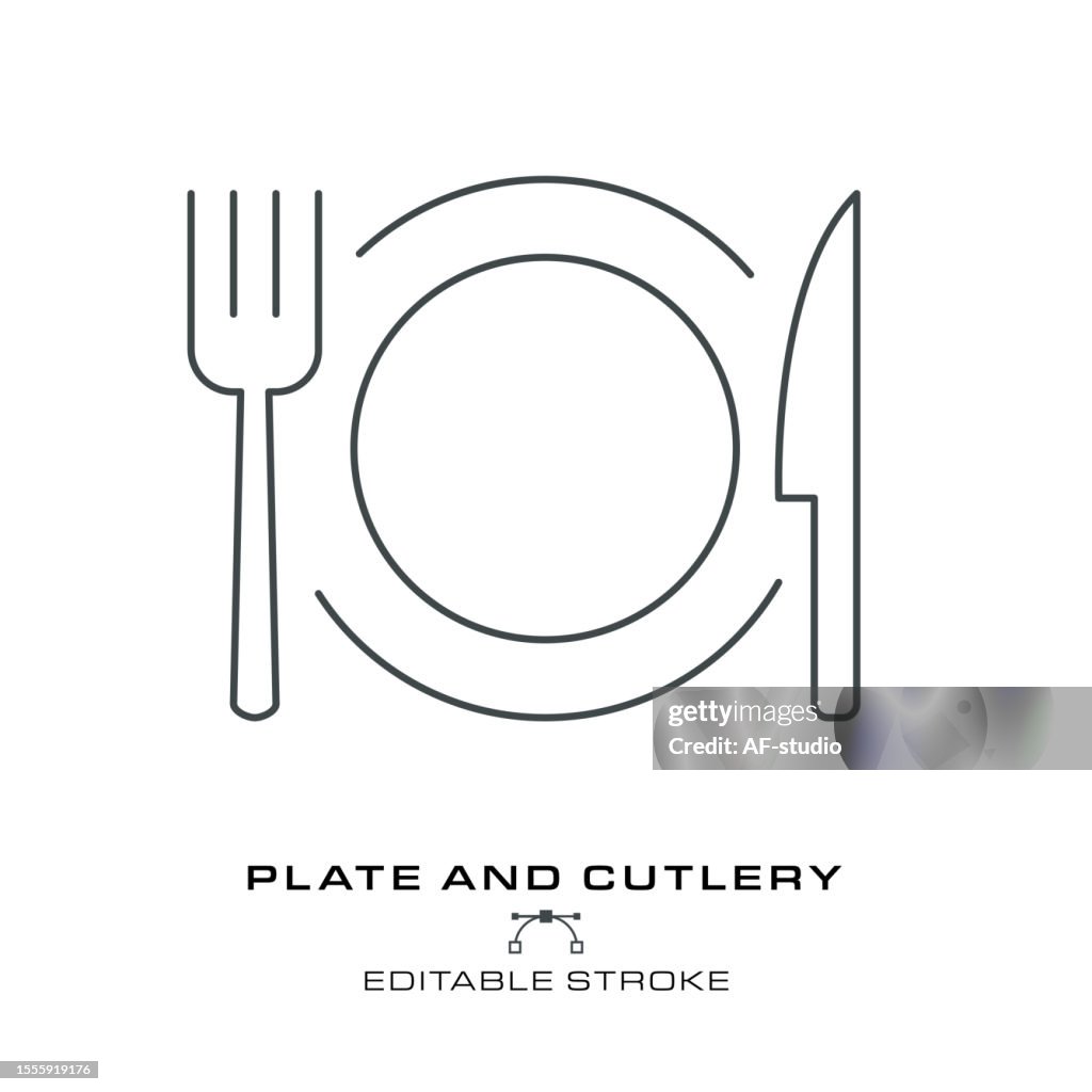 Plate - Single Cooking Icon - editable stroke.