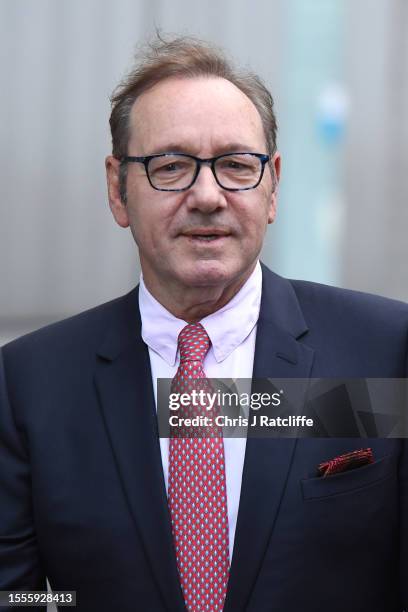 Kevin Spacey arrives at Southwark Crown Court as the jury deliberate on his sexual assault trial on July 26, 2023 in London, England. The U.S. Actor...