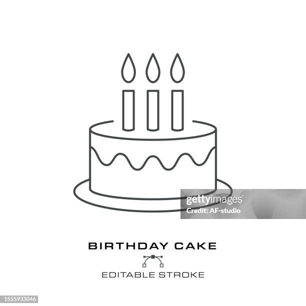 birthday cake- single cooking icon - editable stroke. - birthday cake stock illustrations