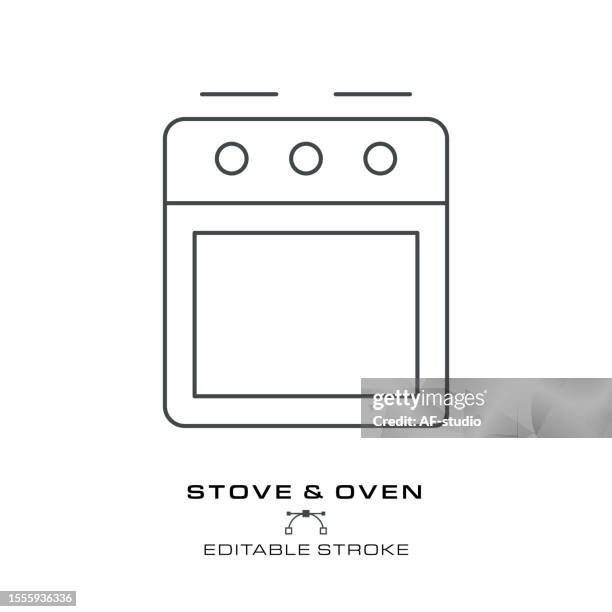 oven - single cooking icon - editable stroke. - oven stock illustrations