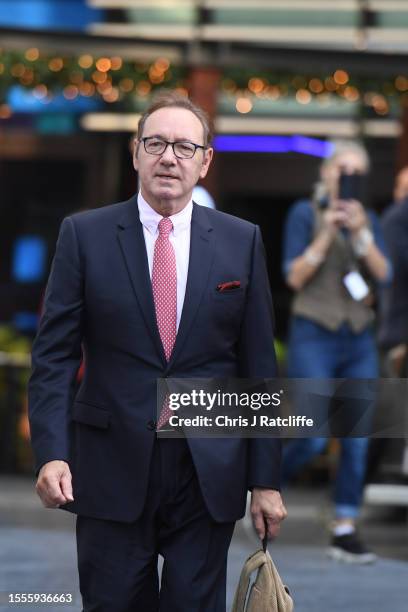 Kevin Spacey arrives at Southwark Crown Court as the jury deliberate on his sexual assault trial on July 26, 2023 in London, England. The U.S. Actor...