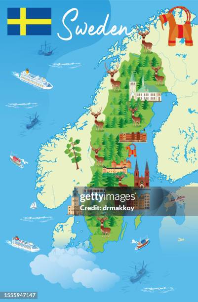 bildbanksillustrationer, clip art samt tecknat material och ikoner med sweden travel map - dalarna
