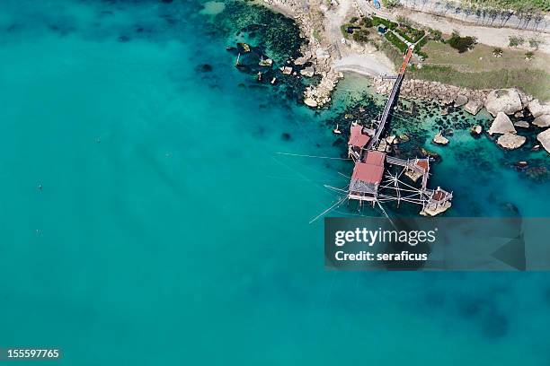 costa dei trabocchi from above - abruzzo stock pictures, royalty-free photos & images