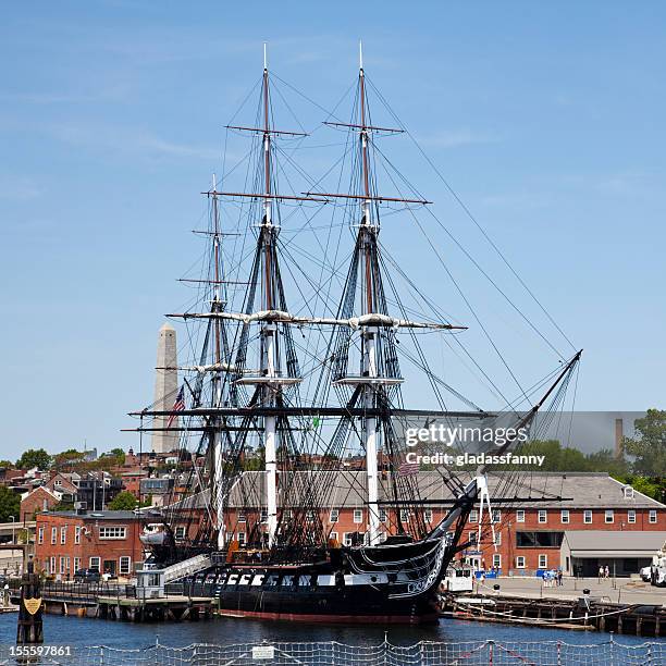 uss constitution at her berth - boston harbour stock pictures, royalty-free photos & images