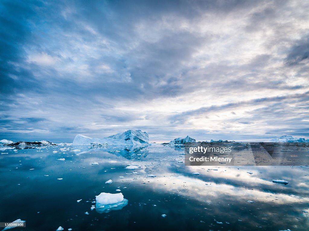 Arctic Icebergs Groenlandia fiordo de Ilulissat hielo amanecer