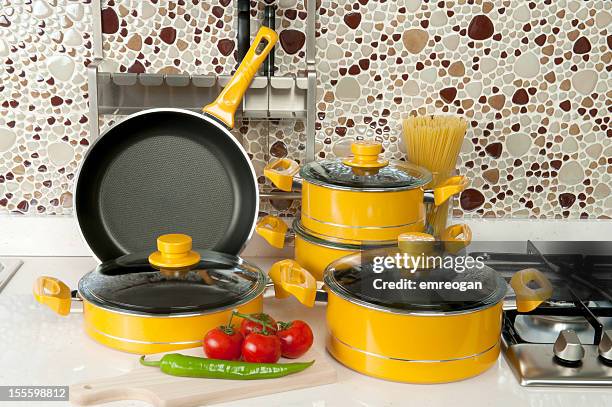 cooking pan set - ceramic stock pictures, royalty-free photos & images
