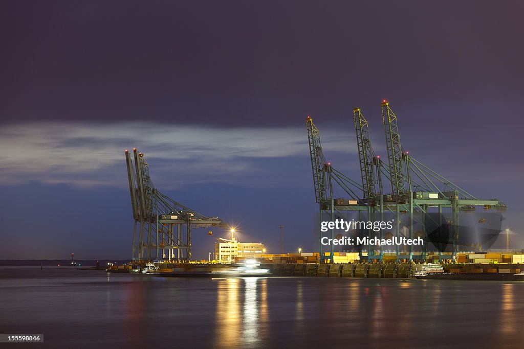 Container Harbor At Night