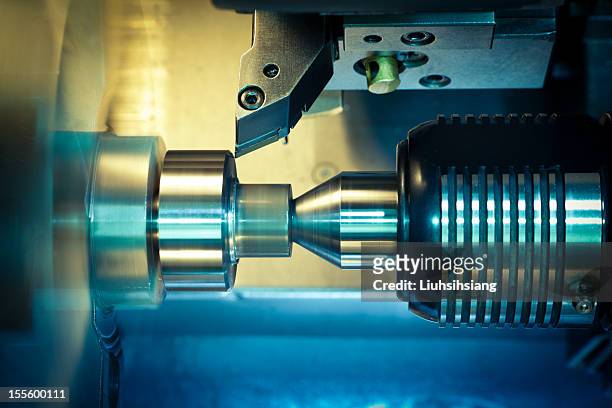 cnc lathe processing. - stainless steel stock pictures, royalty-free photos & images