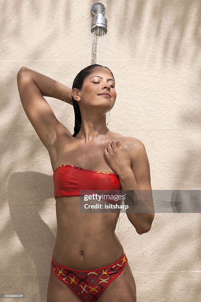 Woman in a shower