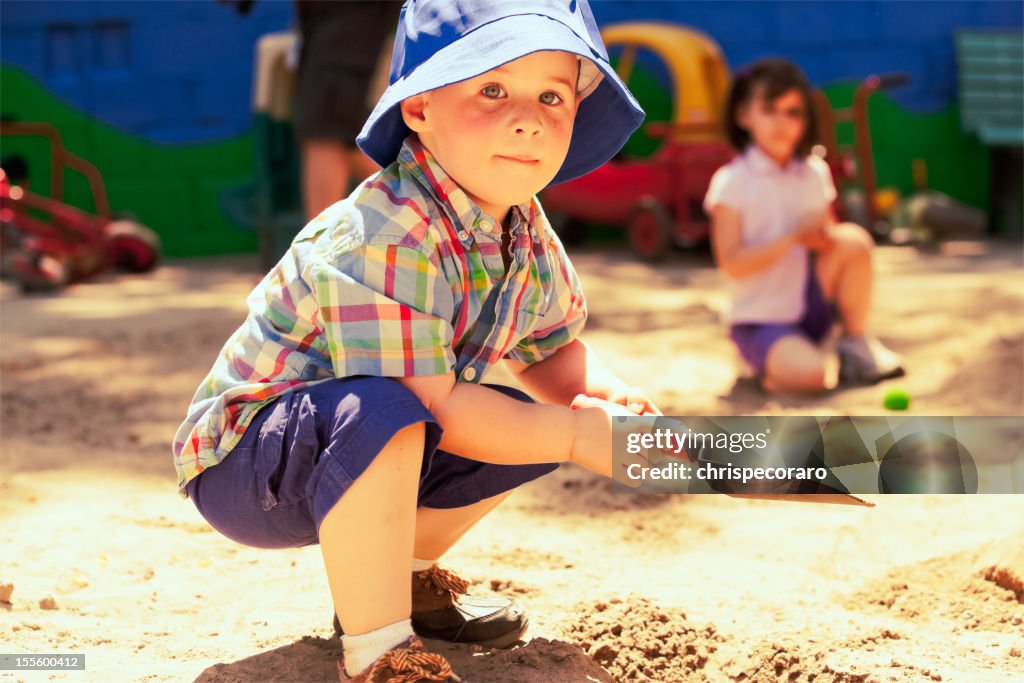 Happy Boy in the Sandbox