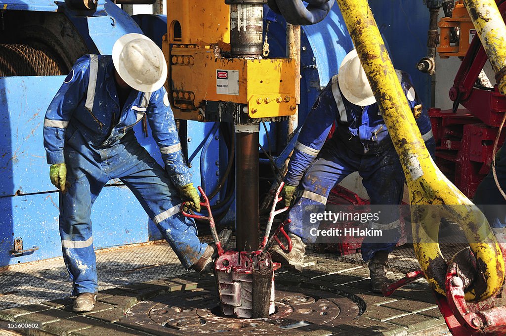 Drilling rig workers