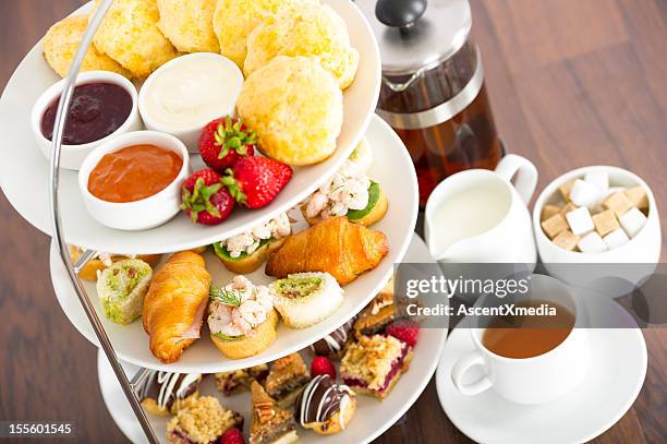 afternoon tea - cake tier stock pictures, royalty-free photos & images