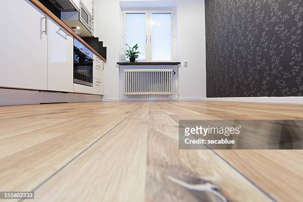 cucina moderna in stile scandinavo - pavimento foto e immagini stock