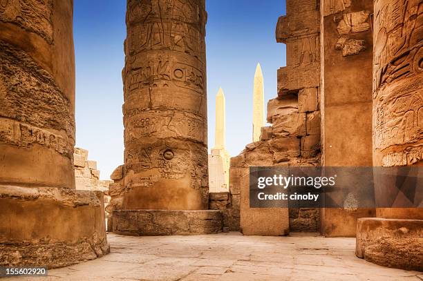 karnak temple complex - obelisk of hatshepsut in karnak temple stock pictures, royalty-free photos & images