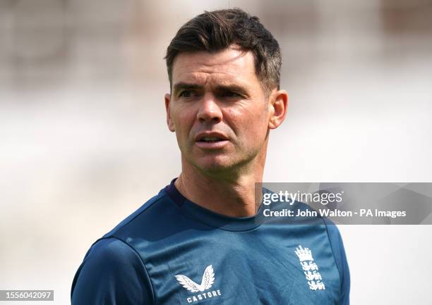 England's James Anderson during a nets session ahead of the fifth LV= Insurance Ashes Series test match at The Kia Oval, London. Picture date:...