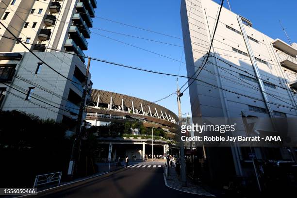 General external view of Japan National Stadium ahead of the preseason friendly match between Manchester City and Bayern Muenchen at National Stadium...