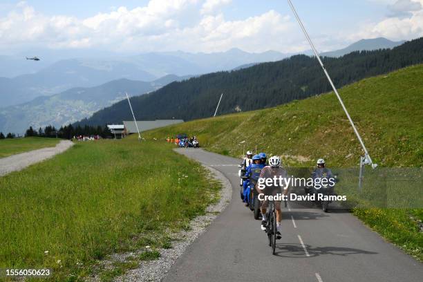 Felix Gall of Austria and Ag2R Citroën Team competes at the Col de la Loze to win the stage seventeen of the 110th Tour de France 2023 a 165.7km at...