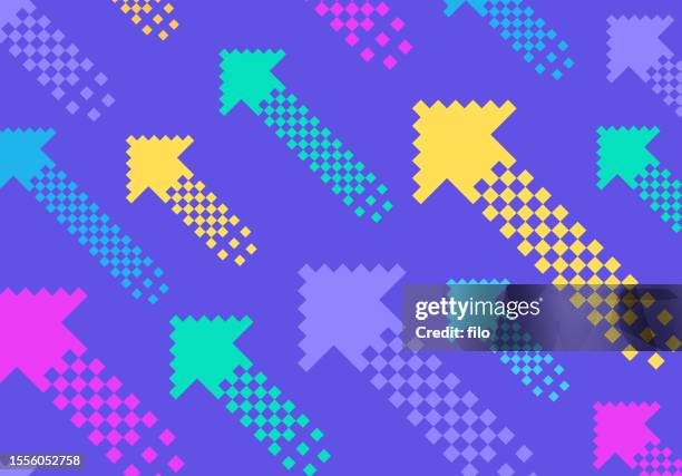 video game retro pixel arrow moving up abstract background - with new era stock illustrations
