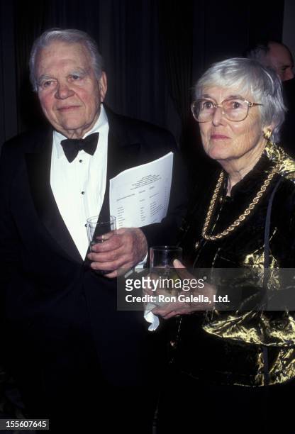 Journalist Andy Rooney and wife Marguerite Rooney attend International Press Freedom Awards on November 26, 1996 at the Waldorf Hotel in New York...