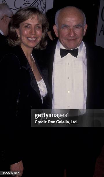 Actor Ed Asner and Cindy Gilmore attend 51st Annual Golden Globe Awards on January 22, 1994 at the Beverly Hilton Hotel in Beverly Hills, California..