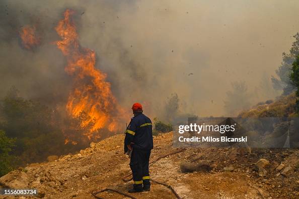 Wildfire North Of Athens Exacerbated By Heatwave And High Winds