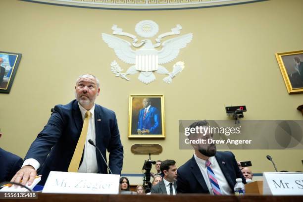 Supervisory IRS Special Agent Gary Shapley and IRS Criminal Investigator Joseph Ziegler arrive for a House Oversight Committee hearing related to the...