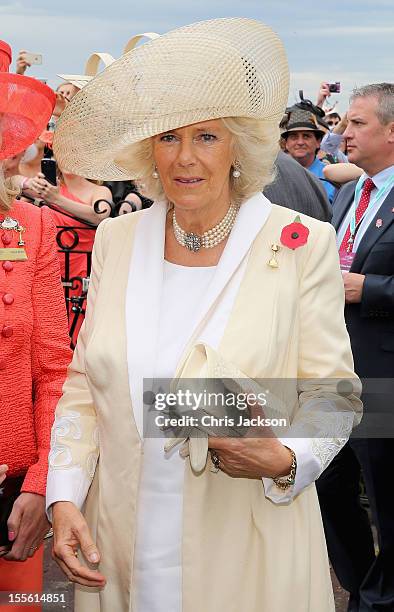 Camilla, Duchess of Cornwall attends the Melbourne Cup at Flemington Racecourse on November 6, 2012 in Melbourne, Australia. The Royal couple are in...