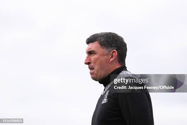 Southend United manager Kevin Maher during the pre-season friendly match between Canvey Island and Southend United at The Movie Starr Stadium on July...