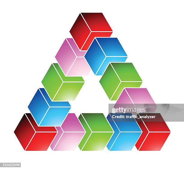 impossible triangle - penrose triangle stock illustrations