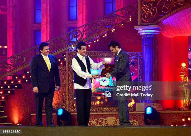 Shashi Ranjan, Jeetendra and Anil Kapoor during Indian Television Academy Awards 2012 , held in Mumbai on November 4, 2012.