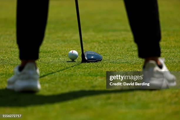 Detailed view of the ball as Jennifer Song of the United States prepares to hit her tee shot on the ninth hole during the first round of the Dow...