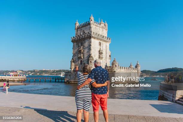 senior couple bonding in lisbon - lisbon district stock pictures, royalty-free photos & images